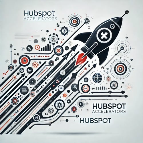 DALL·E 2024-07-10 14.47.47 - An image representing the concept of HubSpot Accelerators with a sleek and modern design, featuring mostly graphics on the right side and white spac