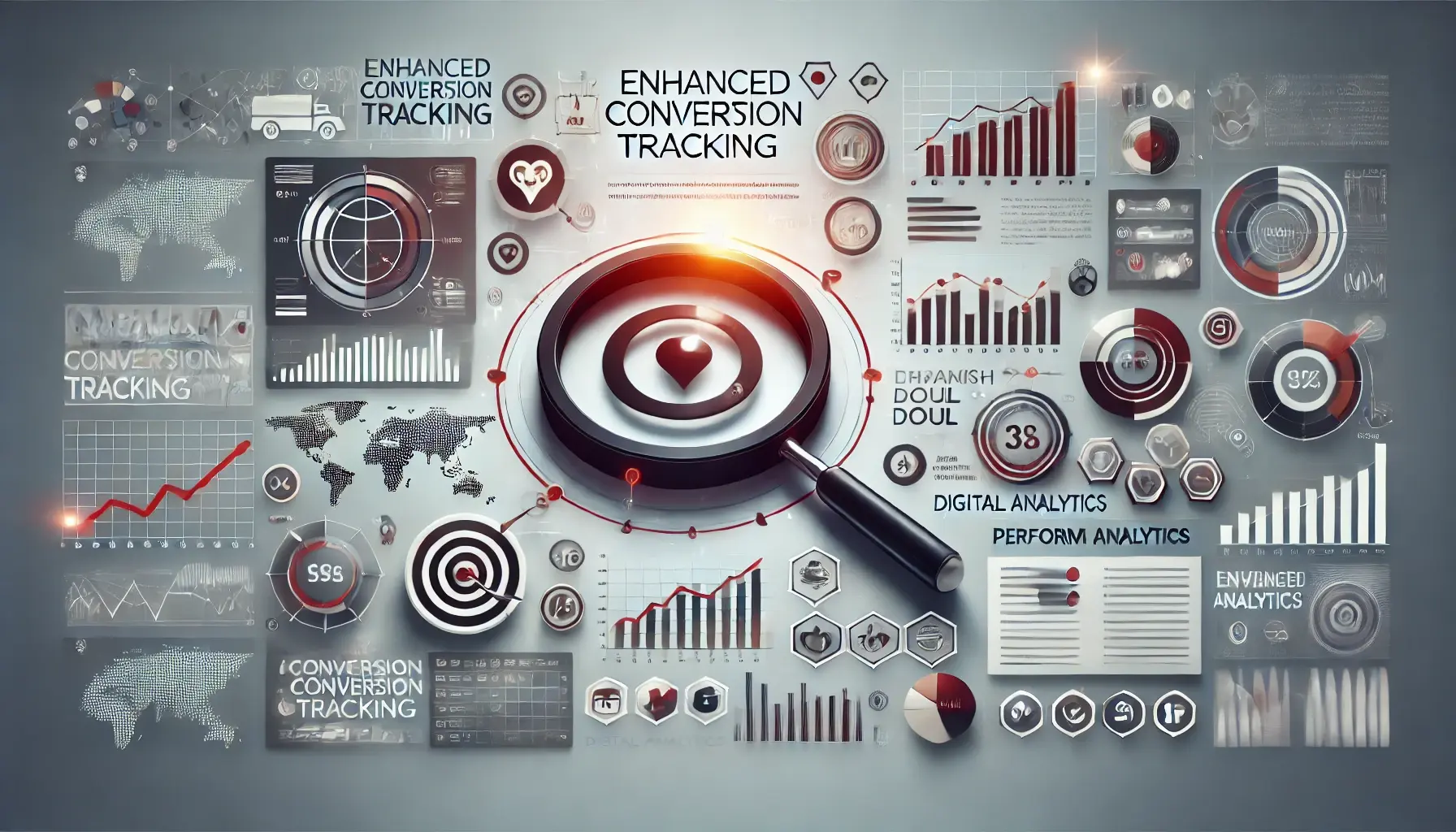 DALL·E 2024-07-10 13.30.51 - An image representing the concept of enhanced conversion tracking with a sleek and modern design on a white background. Show elements such as graphs, 